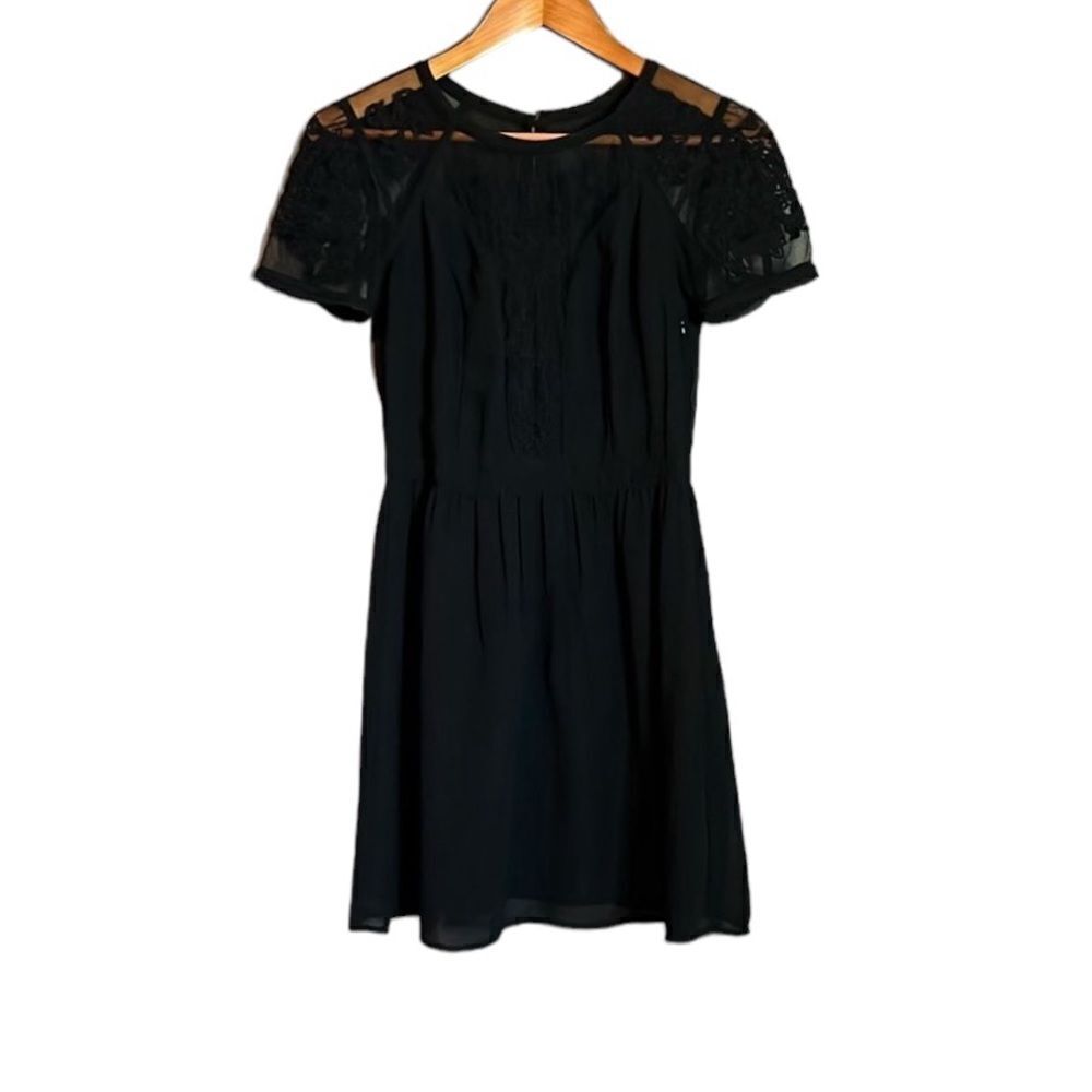 ‎OU Kimchi blue black dress with sheer top.